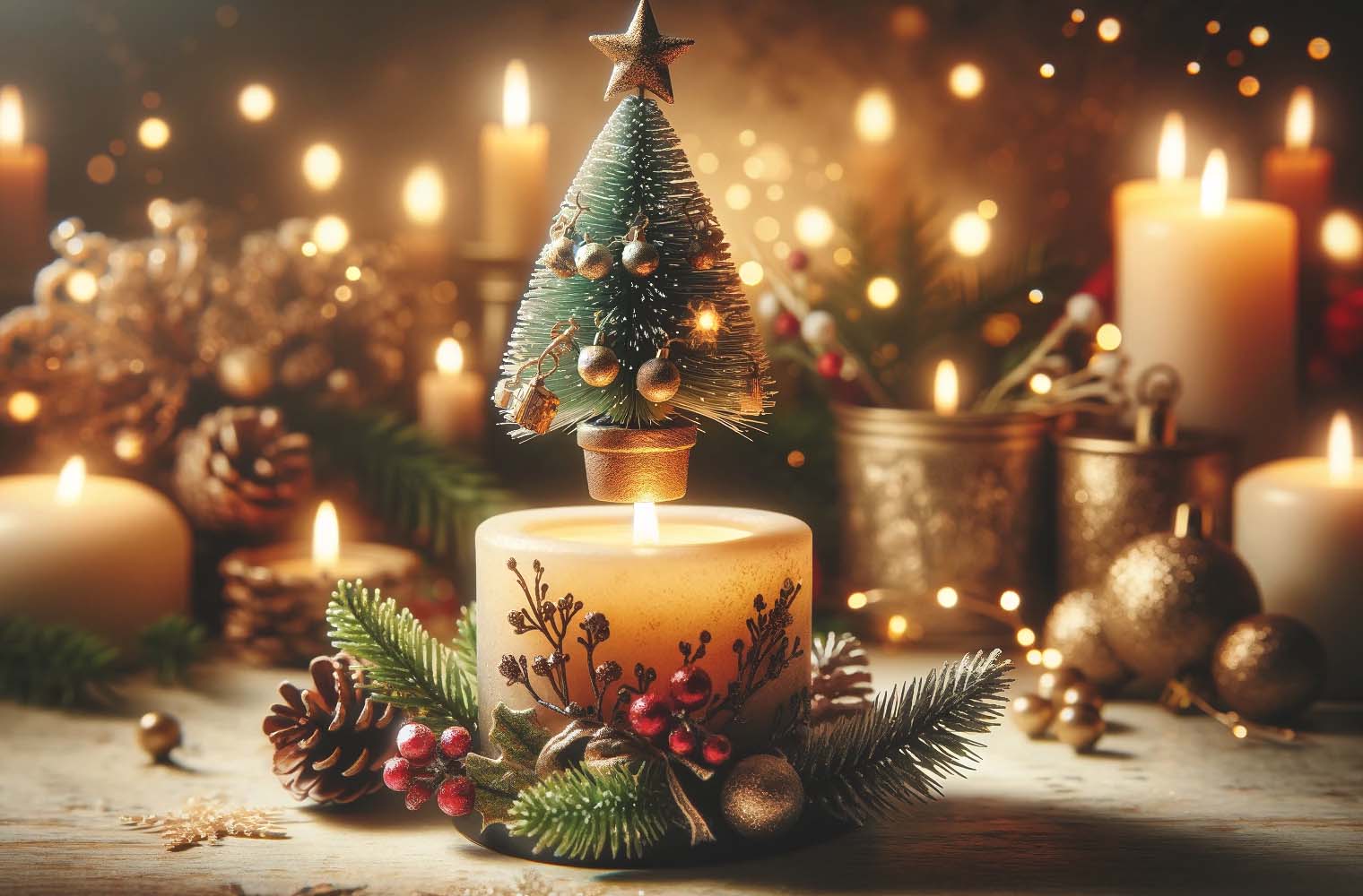 Sviečka s vianočným stromčekom