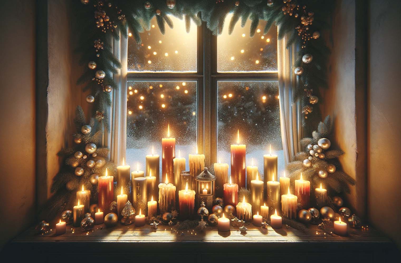 Vianočné sviečky v okne